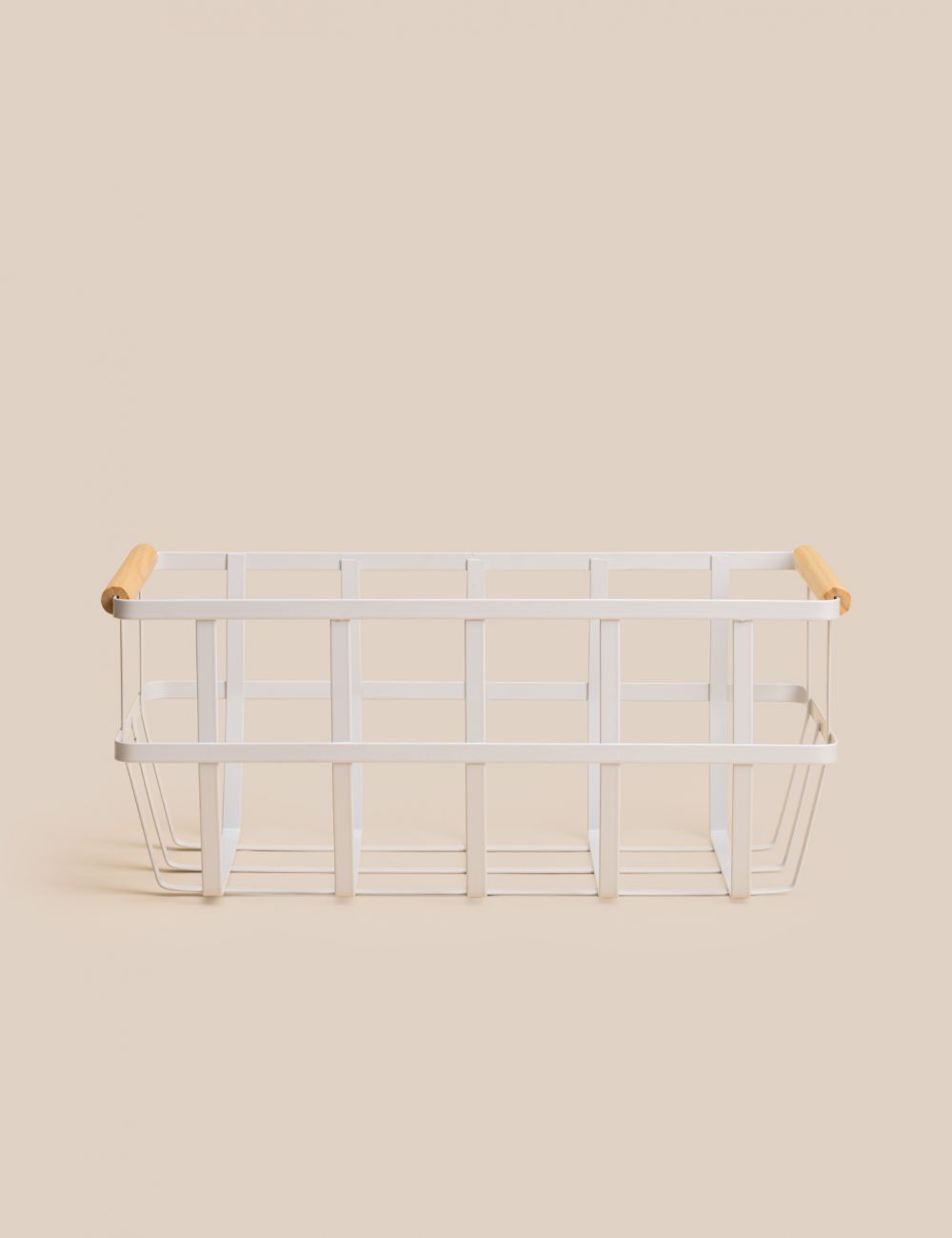 סלסלת מתכת עם ידיות עץ 36X22X15.5CM