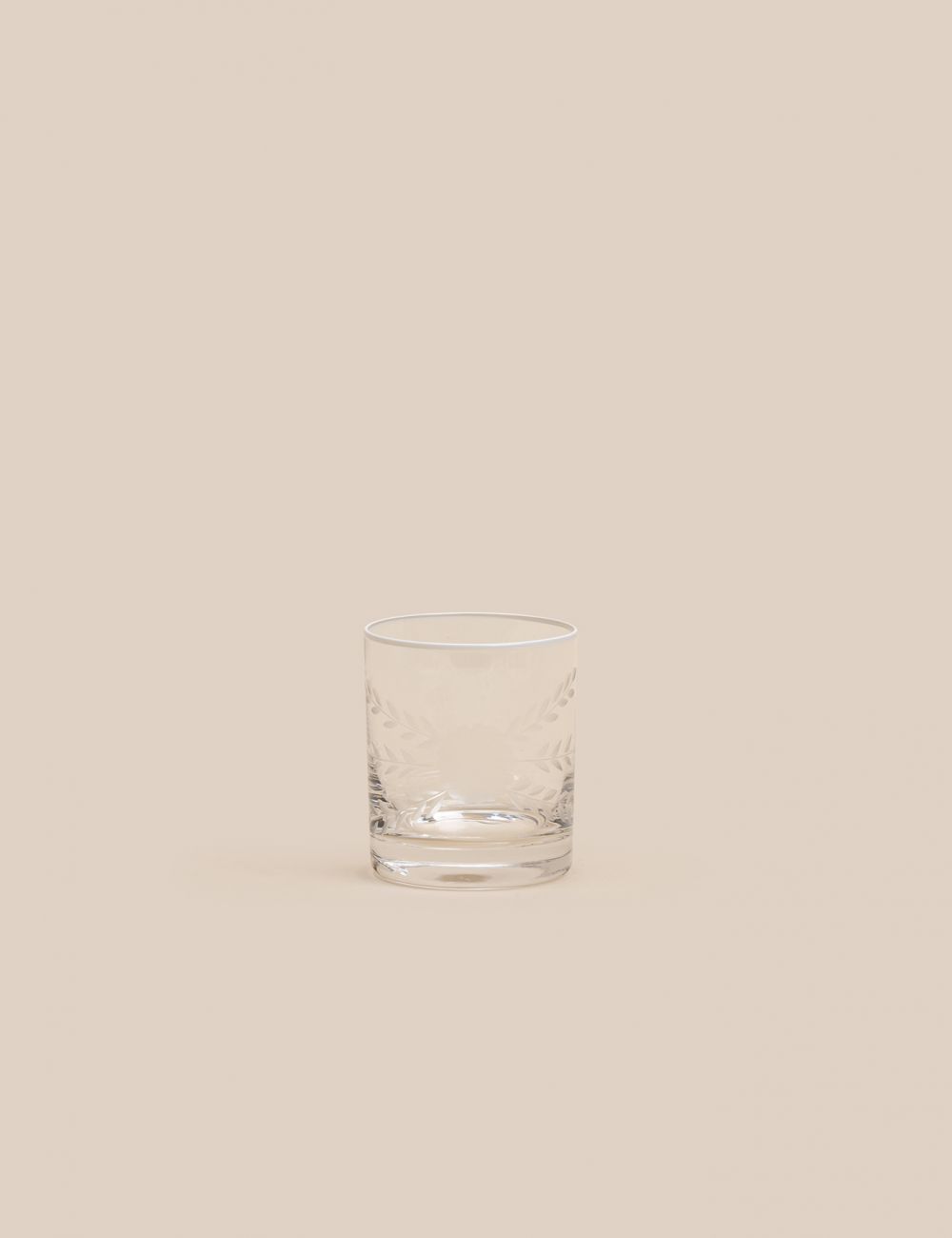 כוס שתיה נמוכה חריטה רים לבן  290 מל