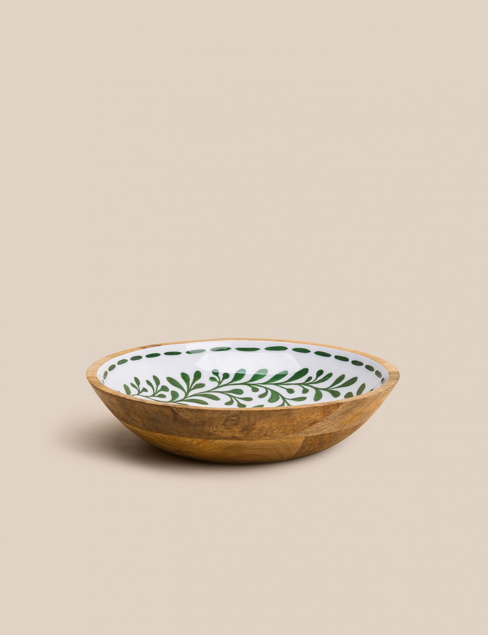 קערת עץ  עלים ירוקים 35.5X8 ס”מ