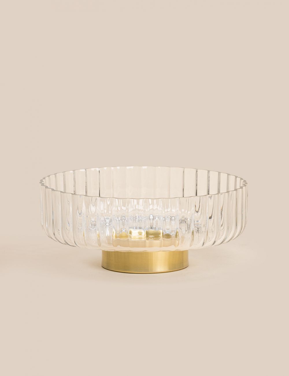 קערת זכוכית 25 סמ רגל זהב