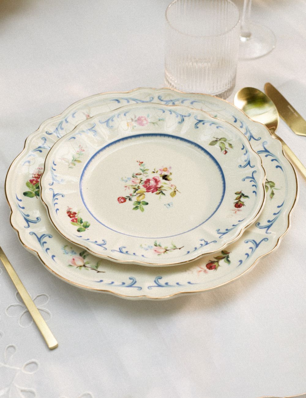 צלחת מנה ראשונה Gold Rose 22.5cm