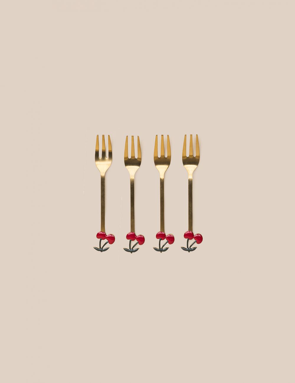 סט 4 מזלגות לעוגה דובדבן